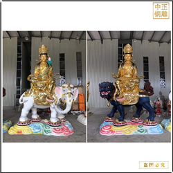 鎏金文殊普賢銅佛像 鎏金文殊普賢銅佛像