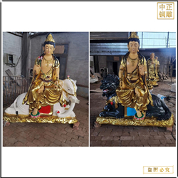 鎏金文殊普賢銅佛坐像 鎏金文殊普賢銅佛坐像