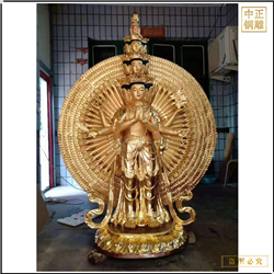 供應(yīng)千手觀音帶背光銅雕佛像 供應(yīng)千手觀音帶背光銅雕佛像