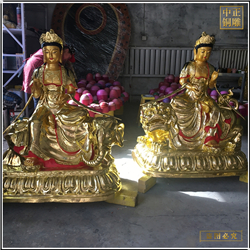 供應(yīng)彩繪文殊普賢銅佛像 供應(yīng)彩繪文殊普賢銅佛像