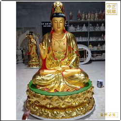 貼金彩繪坐像觀世音娘娘佛像 貼金彩繪坐像觀世音娘娘佛像