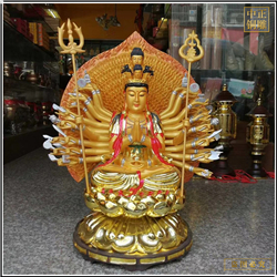 貼金千手觀音菩薩銅像 貼金千手觀音菩薩銅像