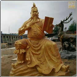 純黃銅關公看書雕像 純黃銅關公看書雕像